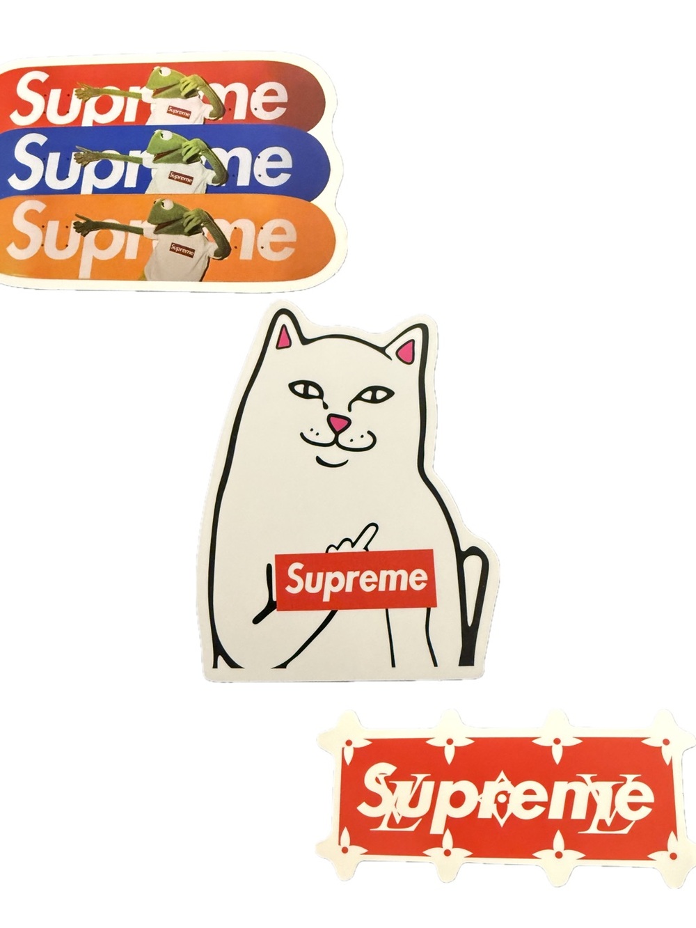 Supreme Sticker Lot Ripndip Lord Nermal Kermit LV Parody Hypebeast Decals